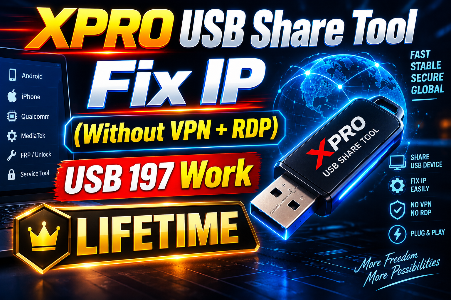 XPRO USB Share Tool Fix IP (Without VPN+RDP)–USB 197 Work  Lifetime